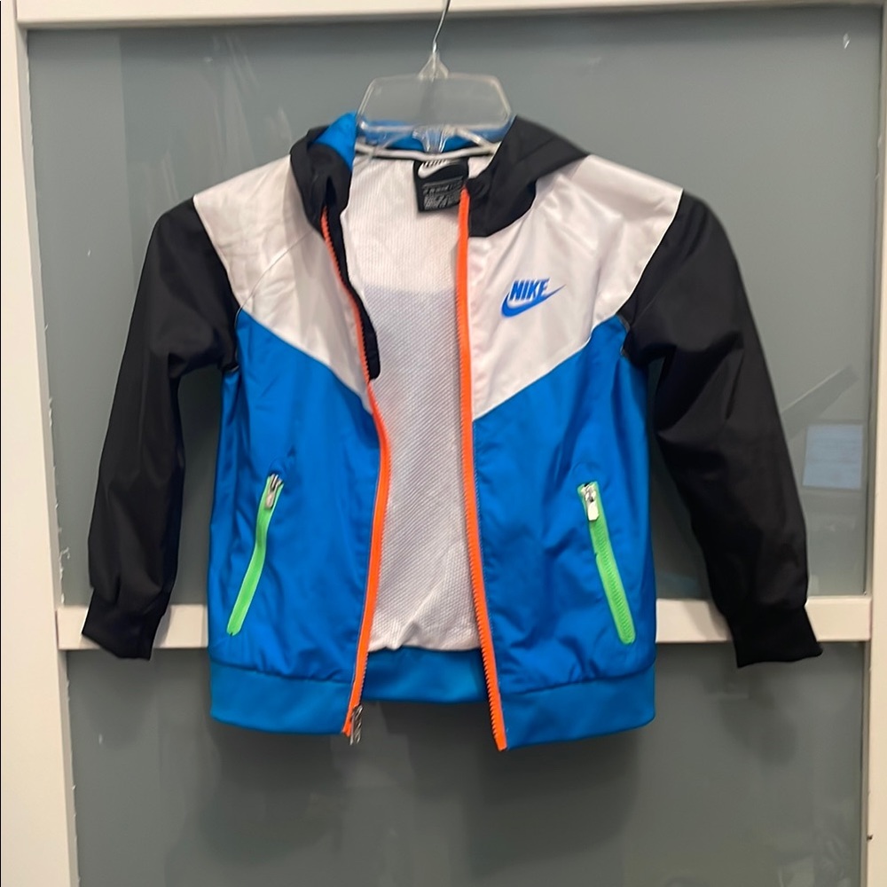Nike Boys Blue and Black Windbreaker with Neon Accents